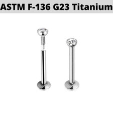 16G IMPLANT GRADE TITANIUM INTERNALLY THREADED GEM LABRET TRAGUS HELIX EAR STUD