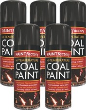 5 x 400ML High Temp Stove COAL Spray Paint Black Matt Ceramic Burners BBQ Stoves