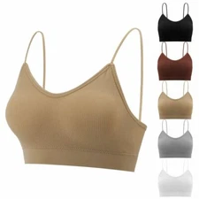 V Neck Cami Bra Padded Seamless Bralette Straps Sleeping Bra Elastic Strap Women