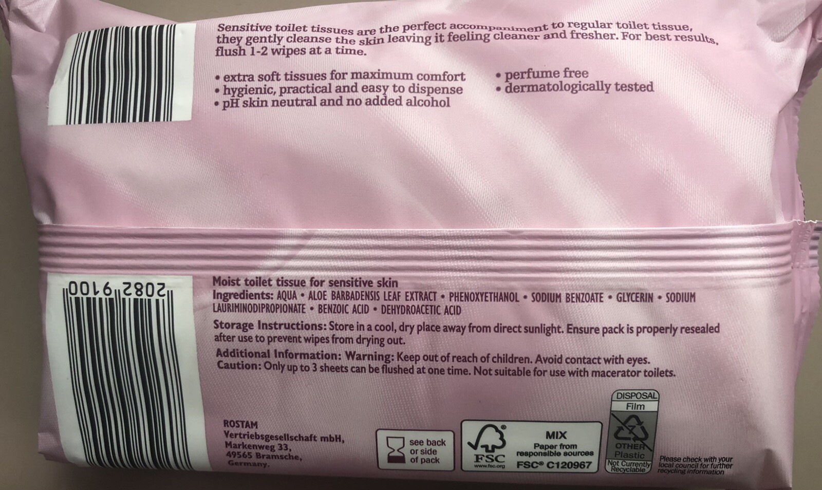 6 Pack Floralys SENSITIVE Moist Toilet Tissue Wipes Flushable