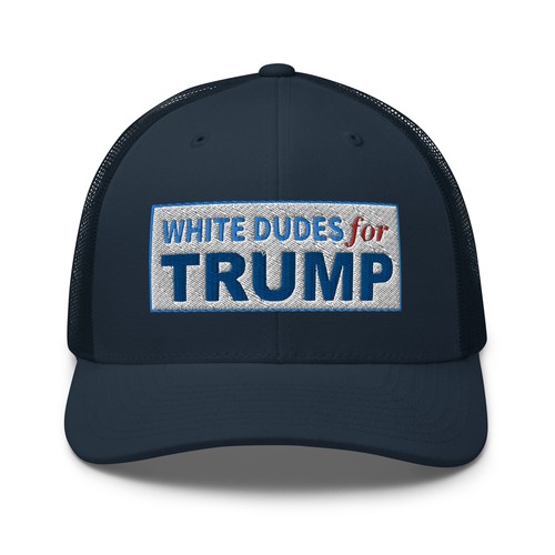 White Dudes For Trump Hat (Embroidered Trucker Cap) - Picture 6 of 15