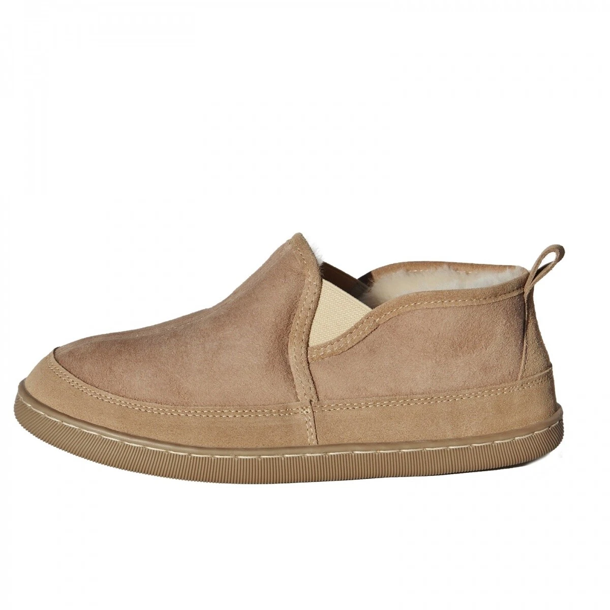 Herren Lammfell Hausschuhe Vincent warme bequeme Fellschuhe Gummisohle Beige