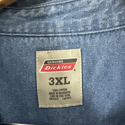 DICKIES DENIM BUTTON SHIRT MEN'S SIZE 3XL BLUE WORKWEAR - Picture 5 of 15