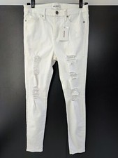 Good American Good Legs White Distressed Duster Natural Fray Jeans Size 12/31