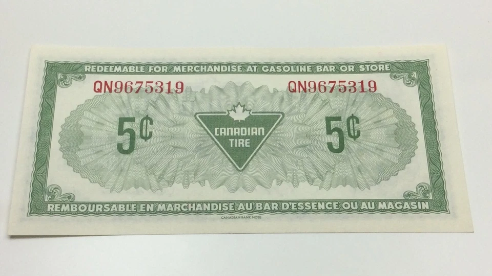 1974 Canadian Tire 5 Cents Uncirculated Banknote CTC Gas Bar Cash Bonus D200 - Image 2 of 4