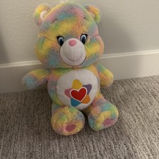 2016 Care Bear Just Play True Heart Tye Dye Rainbow Pastel 13  Plush Stuffed