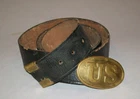 Old Vintage Reproduction Civil War US Brass Belt Buckle and Leather Belt