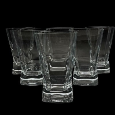 MCM Tapered Square Highball Glasses Heaby Base 4.25'' Tall Set of 6