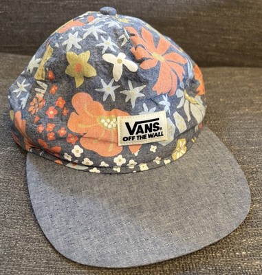 Vans Off The Wall Baseball Hat Snapback Cap Women's Floral Top Denim Rim EUC