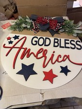 22  4th Of July Patriotic Wooden Door Hanging Sign