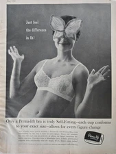 1962 Womens Perma-lift self fitting Lace bra masked woman  vintage ad