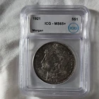 1921 Morgan Silver Dollar $1 ICG MS65+ Uncirculated Coin 6116475102