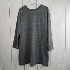 J. Jill Knit Dress Women Lg Gray Long Sleeve Raglan Pockets Heathered Tunic