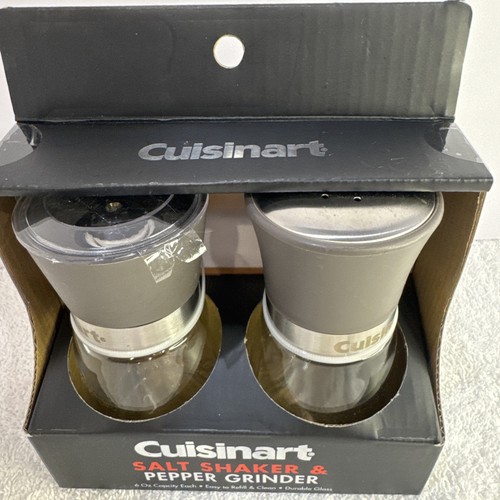 NUEVO Juego de salero y pimienta Cuisinart gris vidrio gris 6 oz cada uno nuevo en caja - Imagen 2 de 8