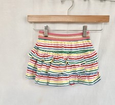 Mini Boden Girls Mini Skirt Tiered Rainbow Stripe Cotton Pull On Size 4-5 EUC