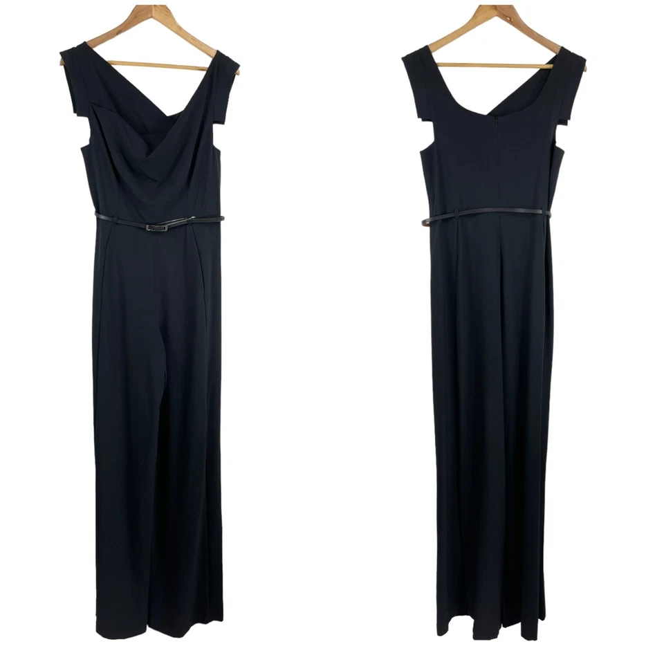 Mono Negro Halo Nuevo con Etiquetas The Classic Jackie O Negro Talla 10 Bolsillos Cinturón Foto 3 de 4