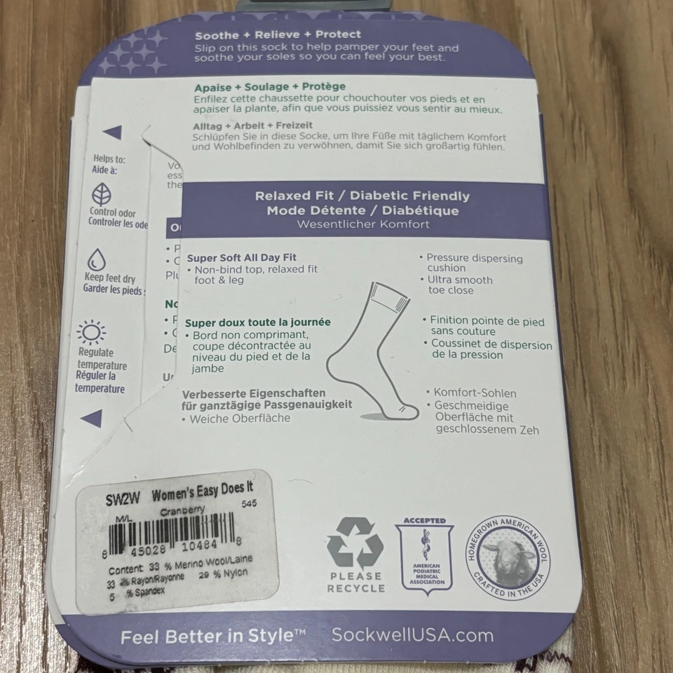 Носки женские Qty 2 Sockwell Easy Does It M-L(8-11) клюквенная полоса шерсть мериноса - Изображение 4 из 4