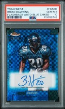 2024 TOPPS FINEST FLASHBACK BRIAN DAWKINS BLUE CHECKERBOARD AUTO #/99 PSA 10