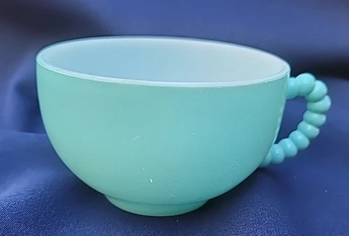 Hazel Atlas Vintage Crinoline Ripple Turquoise One Handle Tea Cup