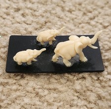 Vtg Celluloid Elephant Family Cream Chained Miniatures Mother 2 Babies