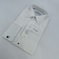 Eton Dress Shirt Men M 15 1/2 - 39 White Long Sleeve Slim Fit Collared Button Up