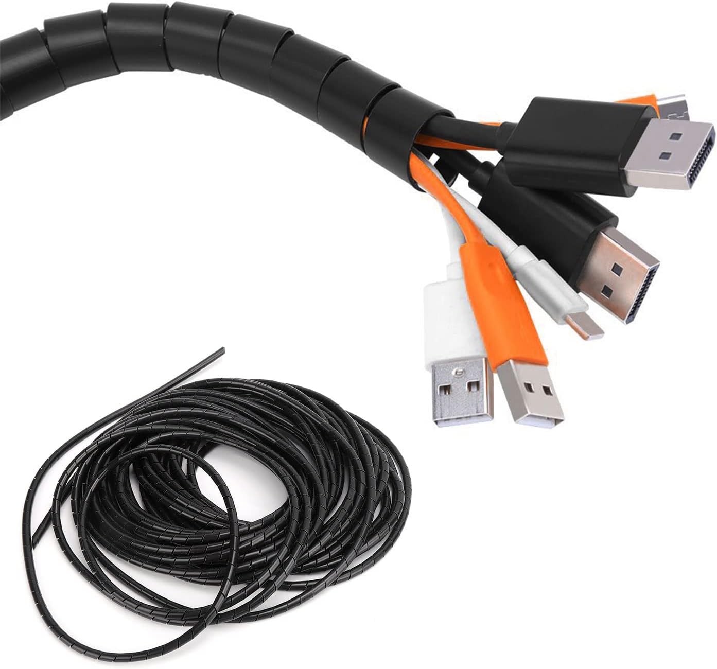 Spiral Cable Wrap - 20 Ft 1/2" Spiral Wire Wrap Cord Covers Bundle Sleeve Hose