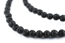 Black Volcanic Lava Beads 4mm Round Gemstone 15 Inch Strand
