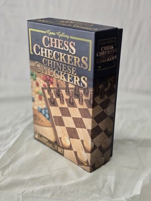 Game Gallery 2in1 Chess Checkers Chinese Checkers Board Game Set Complete In Box