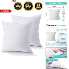 18x18 Inch Throw Pillow Inserts Pack of 2 White Down Alternative Washable