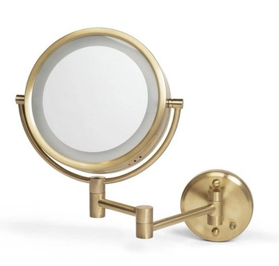 JERDON Wall-Mounted Makeup Mirror with LED Light - Direct Wire Lighted HL75BGD