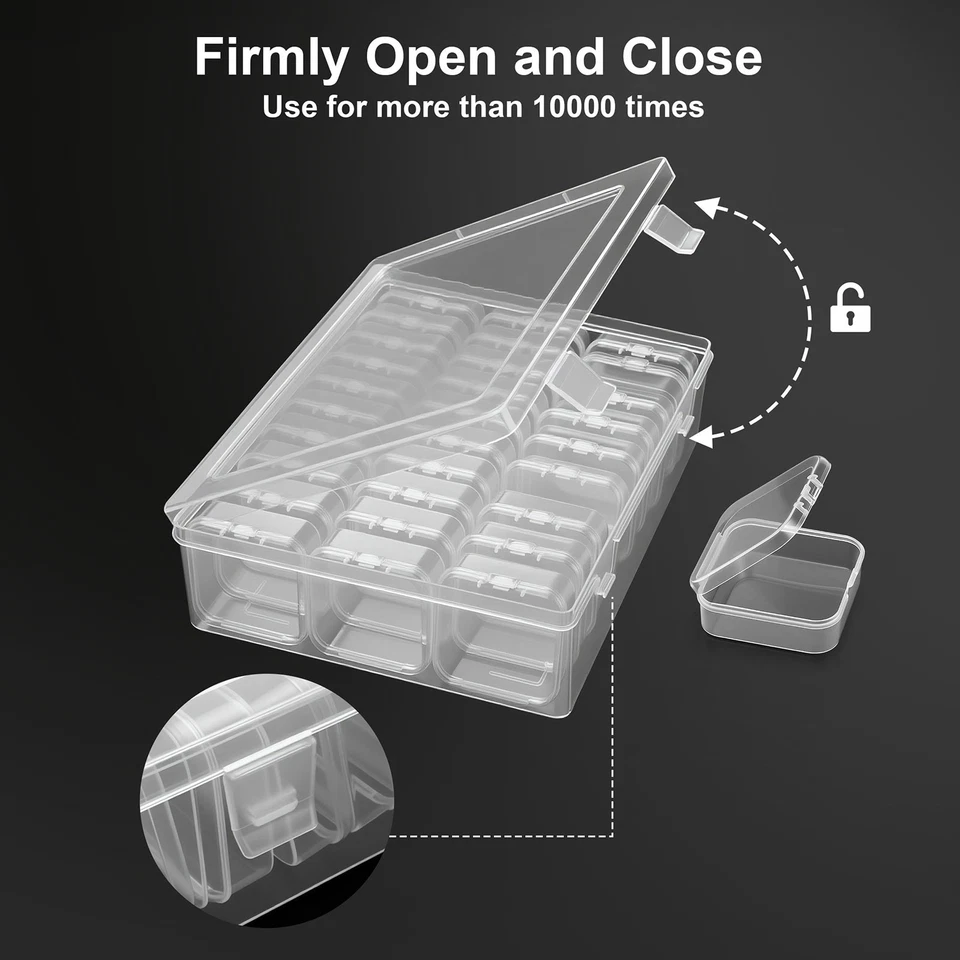 Caja organizadora de joyas transparente con 30 mini contenedores transparentes para cuentas, anillos Foto 3 de 4