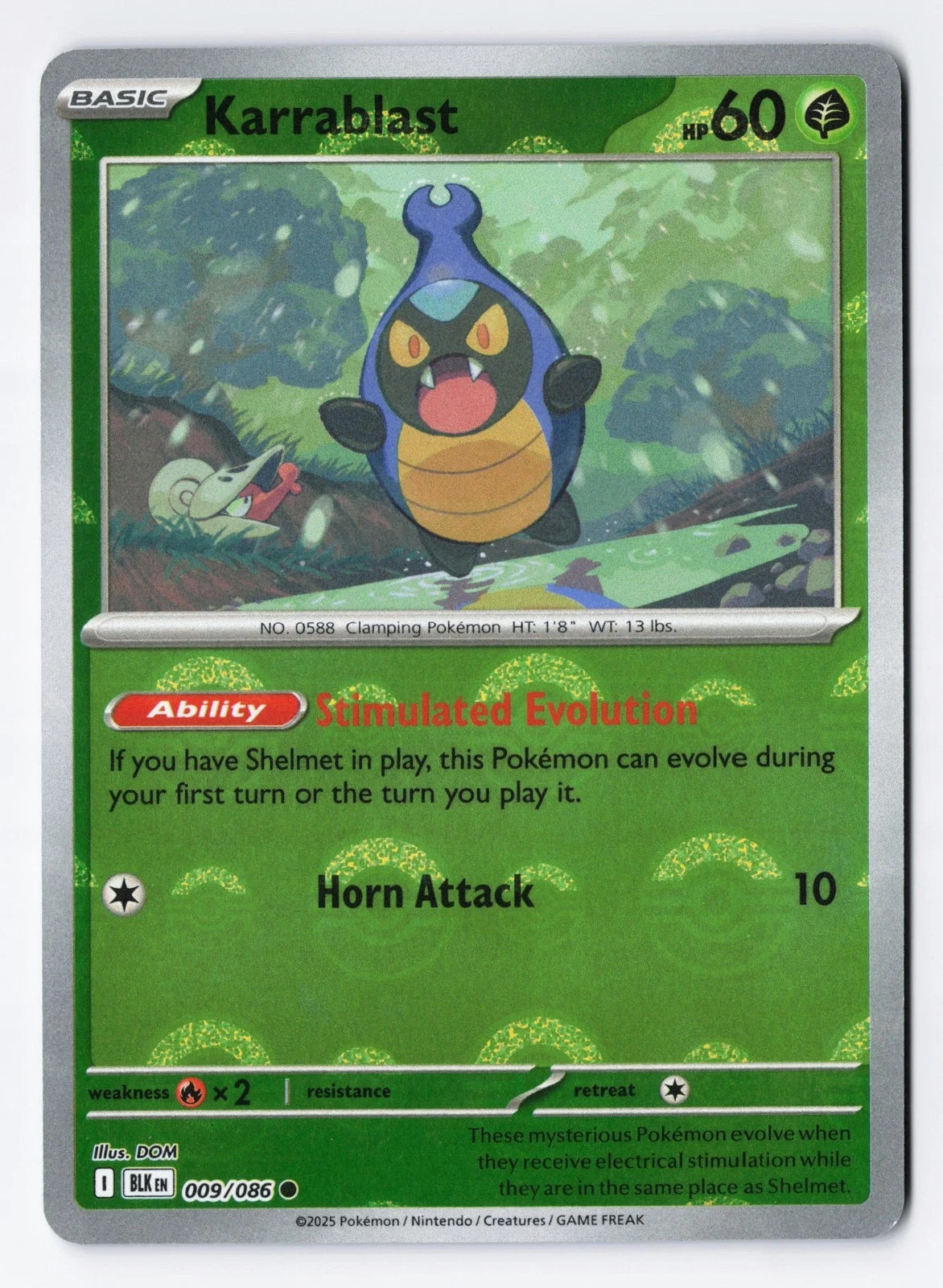 Karrablast - 009/086 - Poke Ball Pattern - Black Bolt - Holo - Pokemon TCG - LP