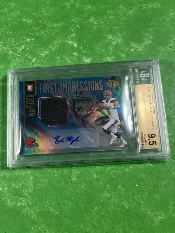 2018 Panini Illusions Baker mayfield rookie patch auto 63/175 Browns Bucs 9.5