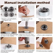 Snap Fasteners Kit 10mm 50 Sets Snap Buttons for Fabric Clothes Sewing Leathe...