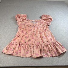 LoveShackFancy X Target Dress Womens 22W Pink Floral Puff Sleeve Ruffle Babydoll