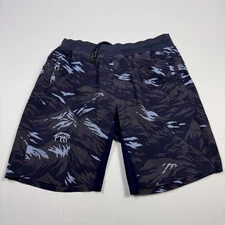 Greyson Shorts Mens Large Blue Gray Camo Golf Athletic Lined Drawstring Wolf