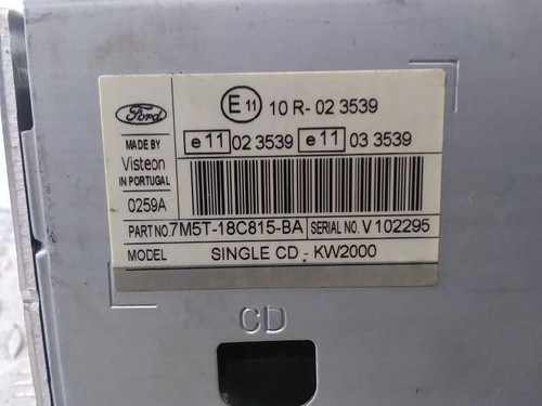 7M5T18C815BA SISTEMA AUDIO / RADIO CD / 990244 PARA FORD FOCUS BERLINA CAP 1.6 - Imagen 4 de 10