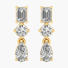 0.77 CT Emerald E VS1 Lab Created Diamond 14kt Yellow Gold Dangle/Drop Earrings