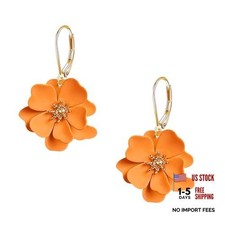 Minimalist Matte Flower Earrings for Women Lightweight Bohemian Spray Orange