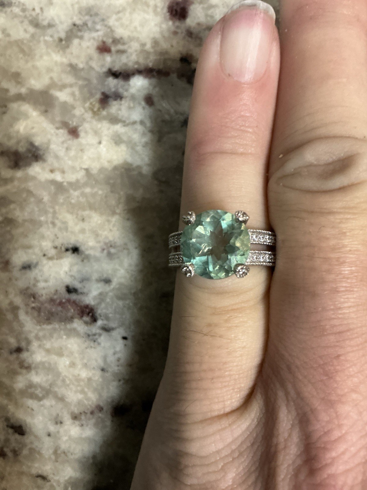 Judith Ripka 925 Silver  Tsavorite And CZ  Ring Size 5