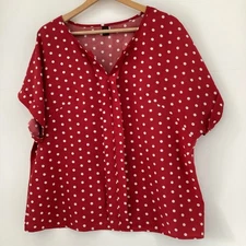 Shein Curve Women's Red Polka Dot Blouse 0XL