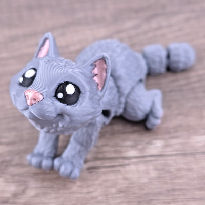 Mini Cat 3D Printed Articulated Flexi Fidget Desk Pet Toy Cute Gift 4 Inch