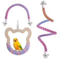 3 Pcs Gradient Bird Perching Rope Set, Bendable Bird Perching Rope for Parrot...