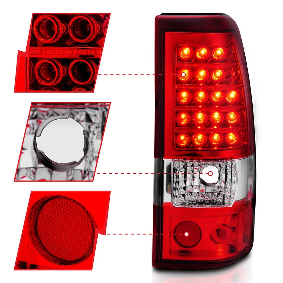 Conjunto de luz trasera de lente cromada roja/clara para 03-06 Chevy Silverado 1500 [LED] Foto 4 de 4