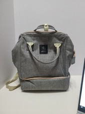 MOMIGO Breast Pump Backpack Cooler and Moistureproof Bag Large Grey Trim Green
