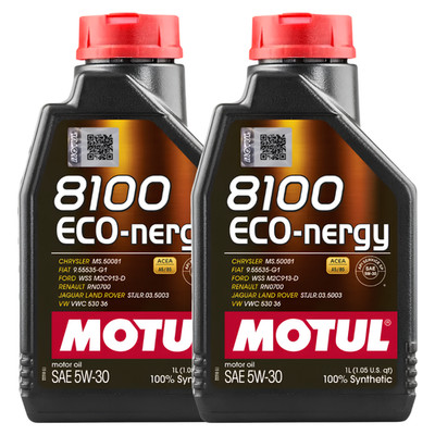 Motul 8100 ECO-NERGY 5W-30 100% Synthetic Fuel Economy Engine Oil 1L Pack of 2