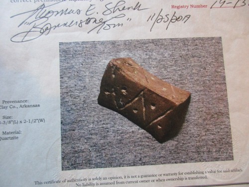 ENGRAVED NATIVE AMERICAN BANNERSTONE, SADDLE VARIETY with COA, PE-0623*05849 - Picture 8 of 9