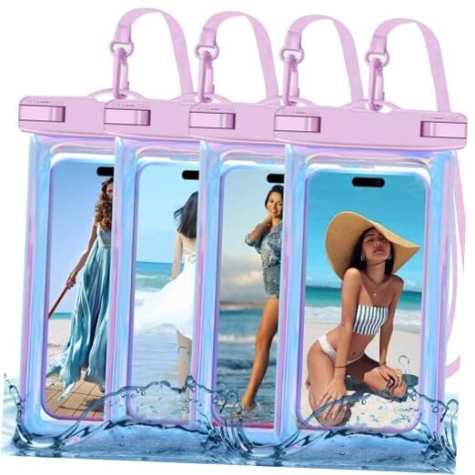 4 Pack Iridescence Universal Waterproof Phone Pouch, Large Iridescence 4 Pack