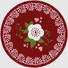 Doily Floral Red Needlepoint Kit or Canvas (Flower/Nature)