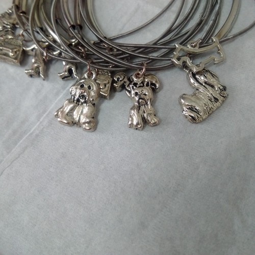 Sterling Silver cluster bracelets / bangles with 11 silver dog charms / pendants - Picture 12 of 18